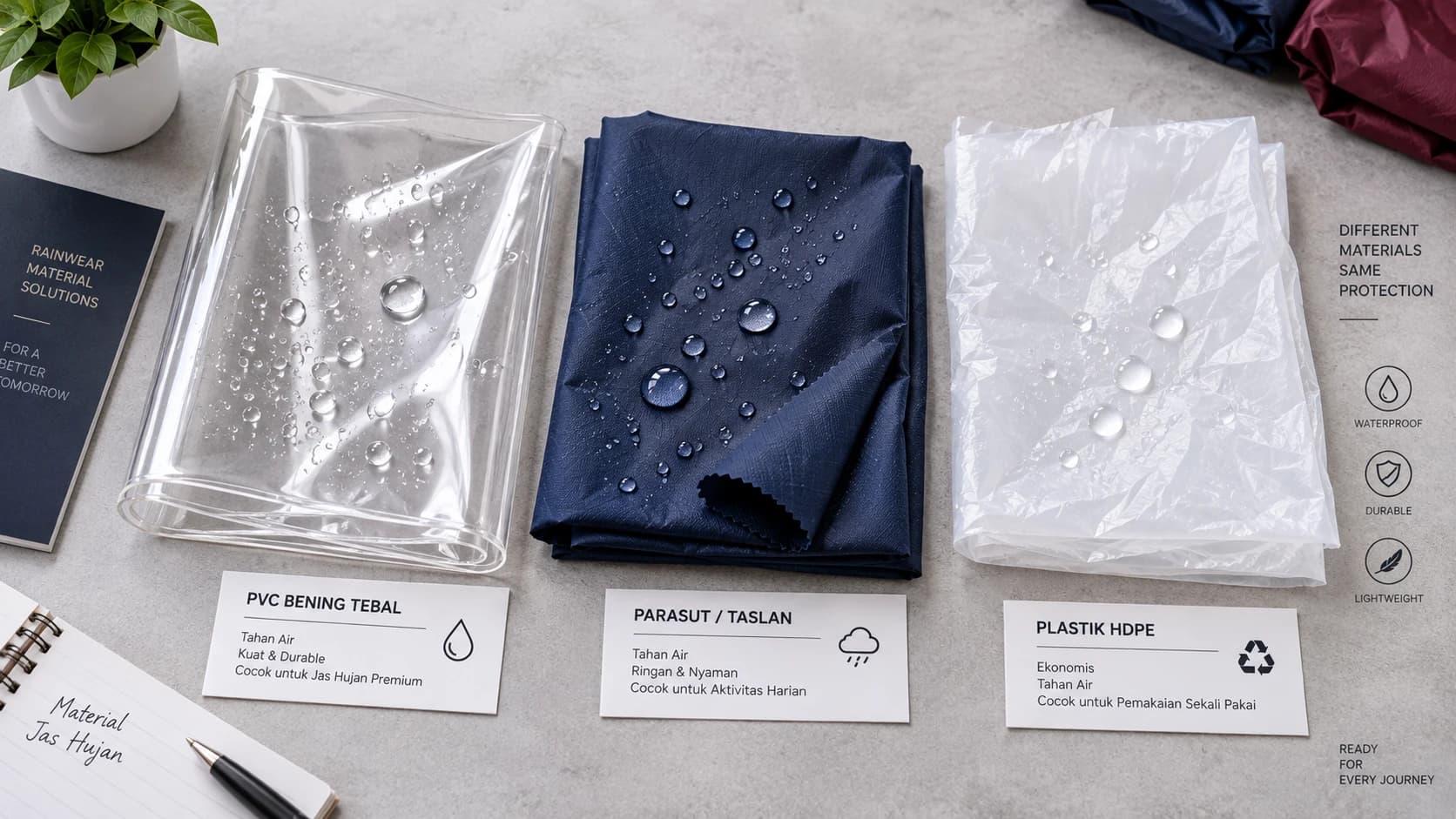 Bahan Jas Hujan: PVC, Parasut, dan Taslan Mana Terbaik